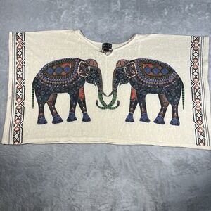 Step in Style Embellished Elephants Poncho Women's Large‎ Natural & Muted Colors